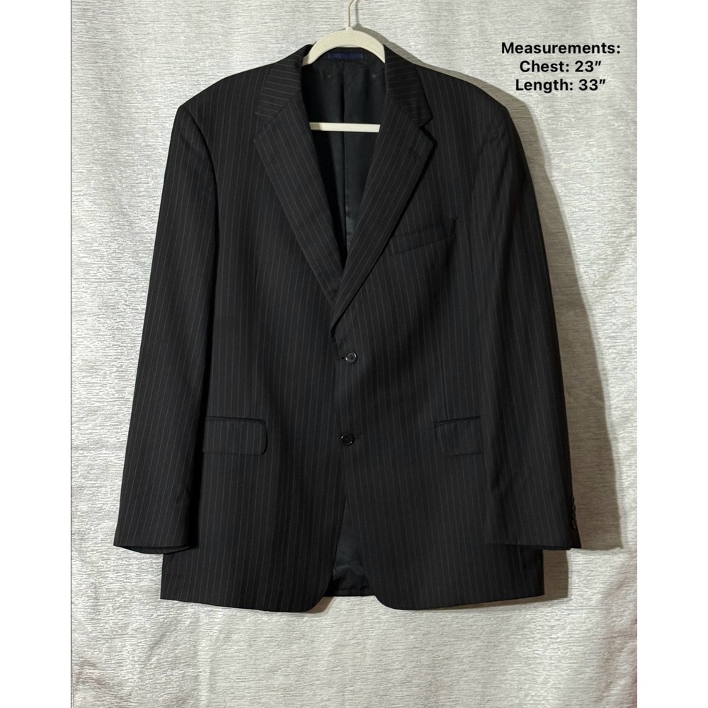Daniel Cremieux Loro Piana Wool Pinstripe Blazer 44L Black 2-Button Side Vent